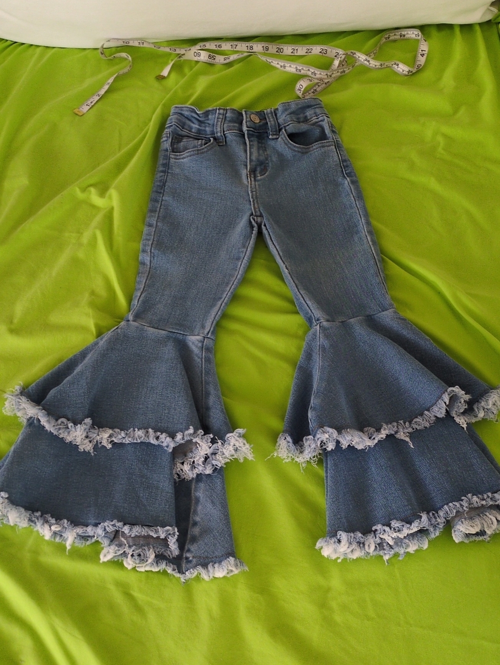 Frayed Triple-Ruffle Light Wash Kids Denim Jeans Size 6x